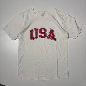 Vintage 2000's Champion Reverse Weave USA Graphic T-Shirt White - Size M